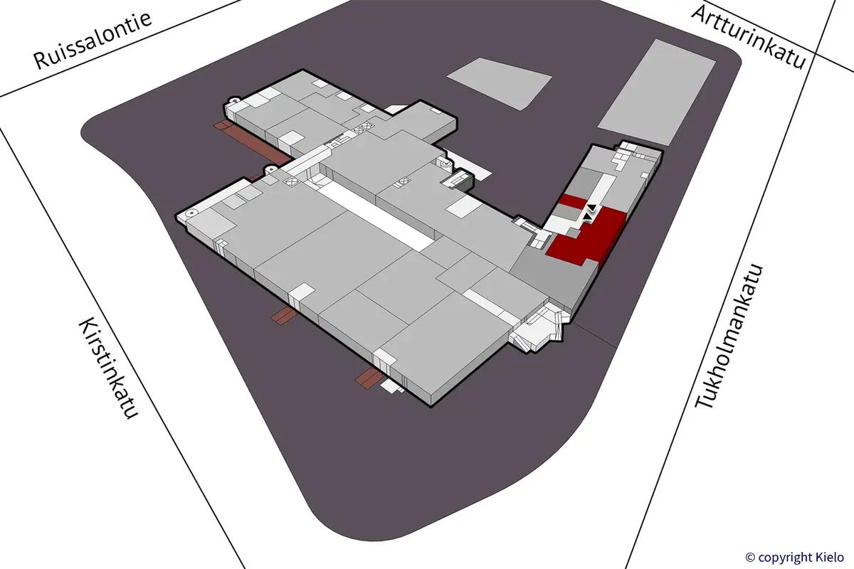 Saippua Center ensimmäisen kerroksen 125,2 m2 toimitilan sijaintikuva