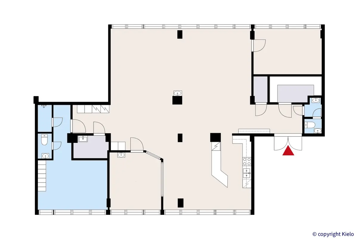 Porin Itäpuisto 11 kolmannen kerroksen 190 m2 toimitilan pohjakuva