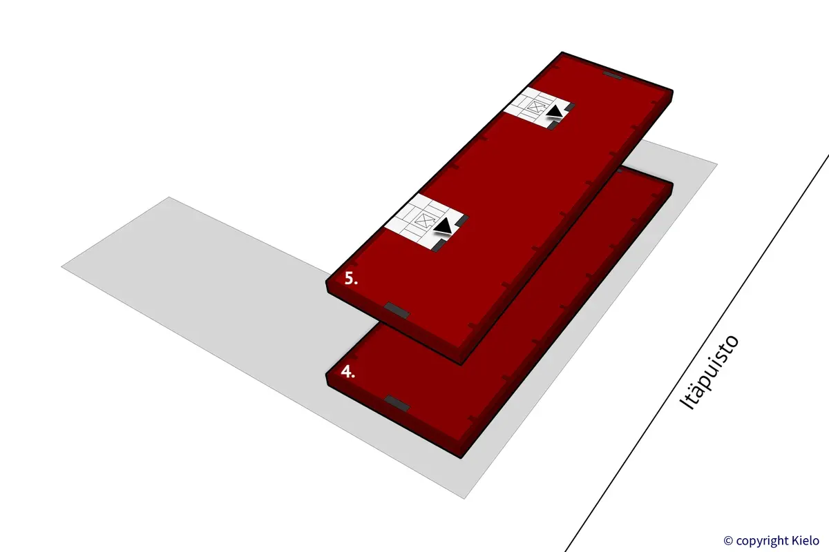 Porin Itäpuisto 11 neljännen ja viidennen kerroksen 433 m2 toimitilojen sijaintikuva