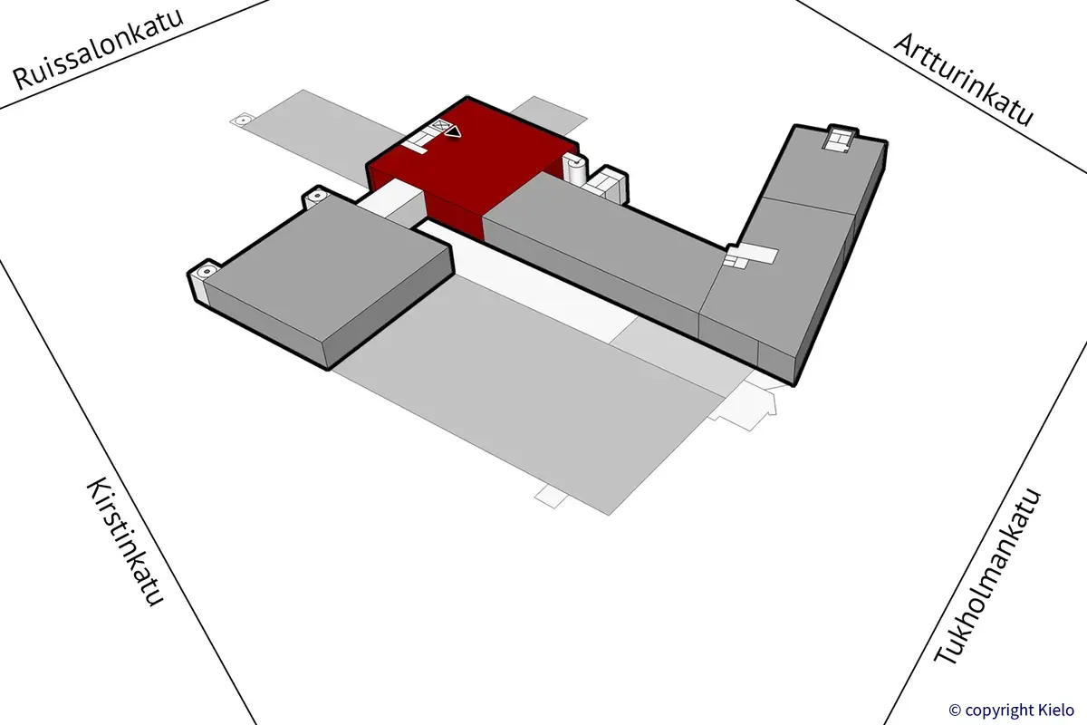Saippua Center kolmannen kerroksen 507,6 m2 toimitilan sijaintikuva