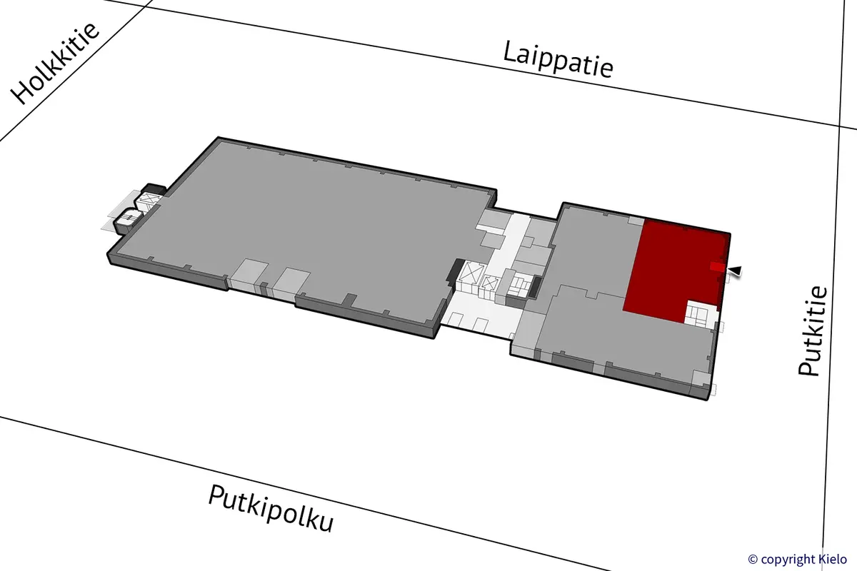Helsingin Laippatie 1, 1. kerroksen 217 m2 toimitilan sijaintikuva.