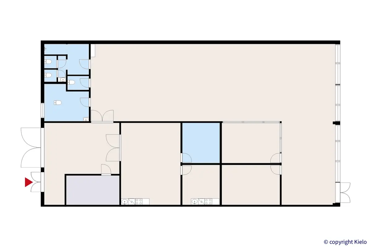 Purocenter ensimmäisen kerroksen 347 m2 toimitilan pohjakuva
