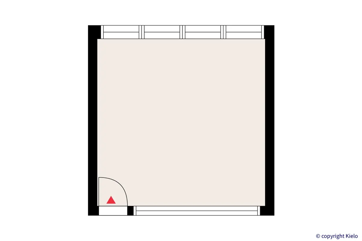 Lutakonaukio 11, Jyväskylä, 2. kerroksen 24 m2 toimitilan pohjakuva.