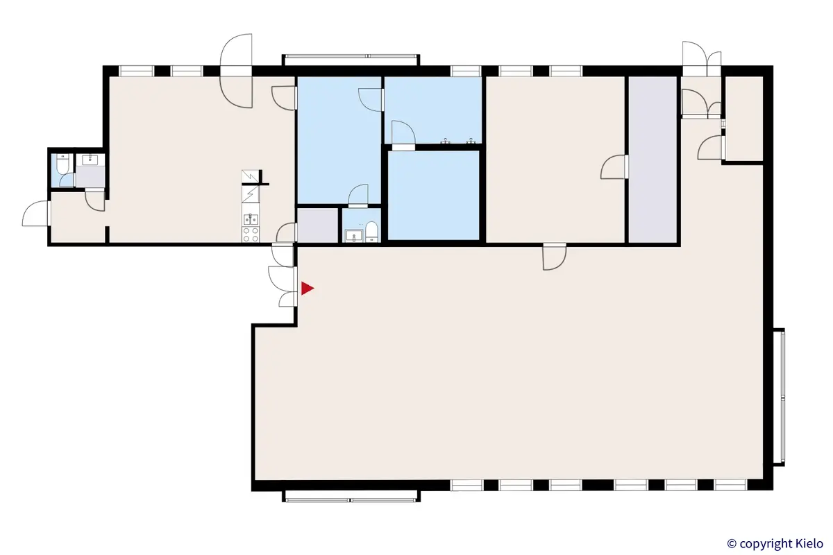 Laserkatu 8, Lappeenranta. 2, kerroksen 257 m2 toimitilan pohjakuva.