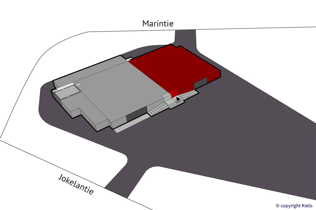 Raahen Jokelantie 5 ensimmäisen kerroksen 1142 m2 liiketilan sijaintikuva.