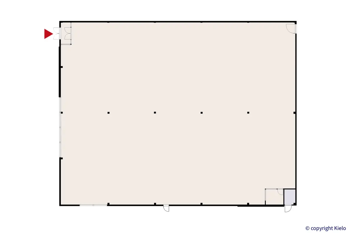 Raahen Jokelantie 5 ensimmäisen kerroksen 1142 m2 liiketilan pohjakuva.