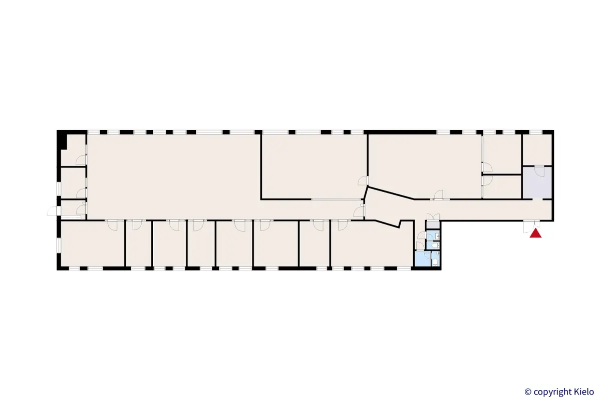 Laserkatu 8, Lappeenranta. 2.kerroksen 495 m2 toimiston pohjakuva.