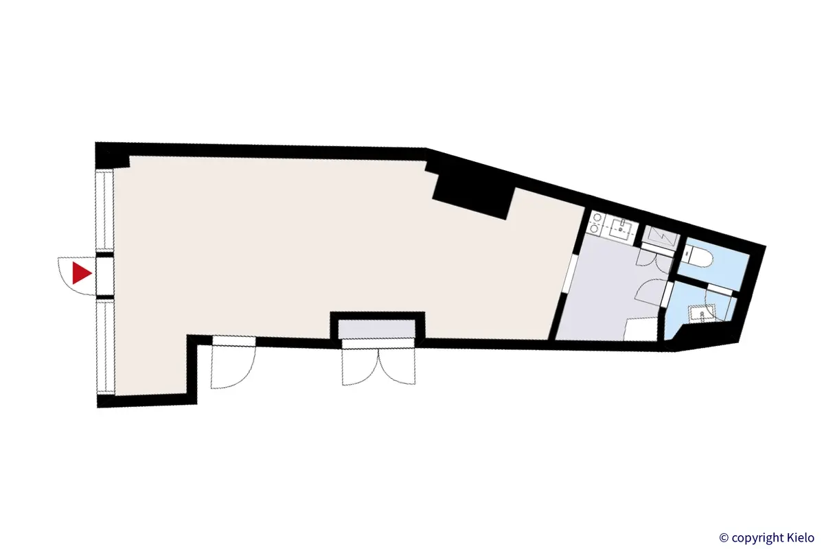 Kauppakaari katutason 50 m2 liiketilan pojakuva