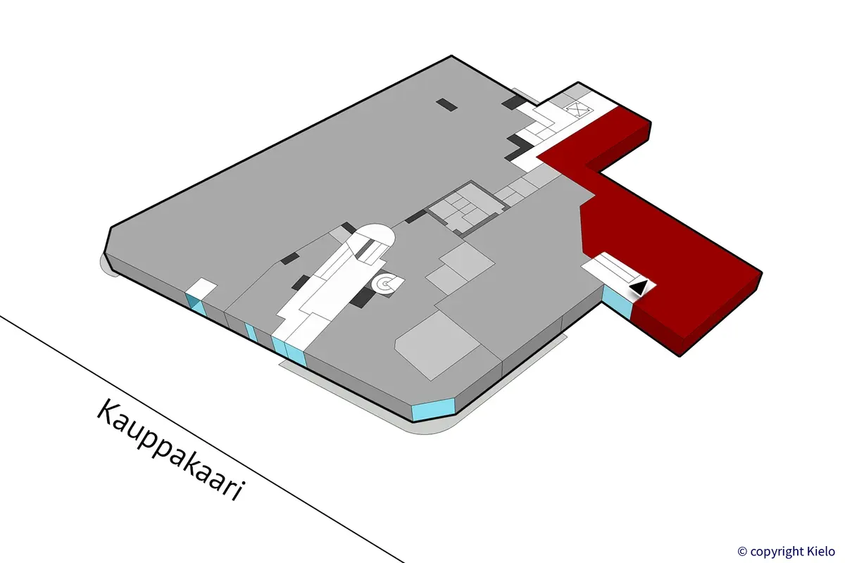 Kauppakaari ensimmäisen kerroksen 219,5 m2 toimitilan sijaintikuva