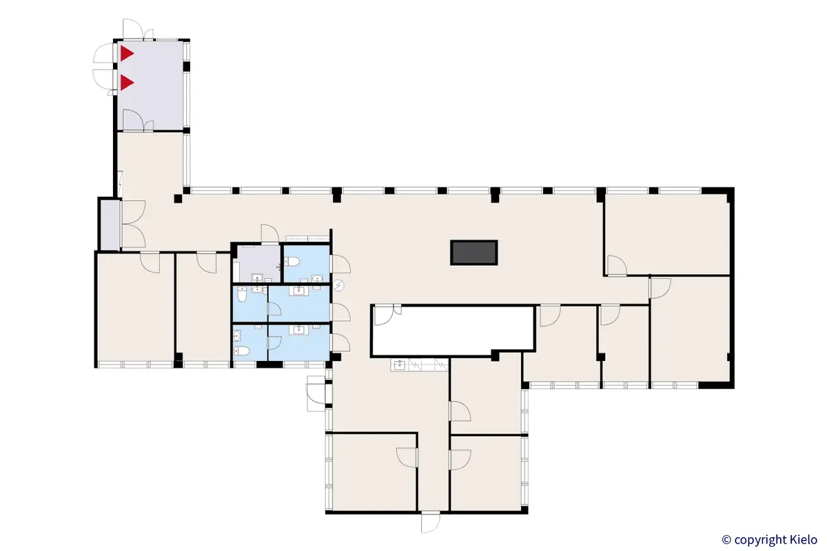 Kauppakaari toisen kerroksen 284 m2 toimistotilan pohjakuva