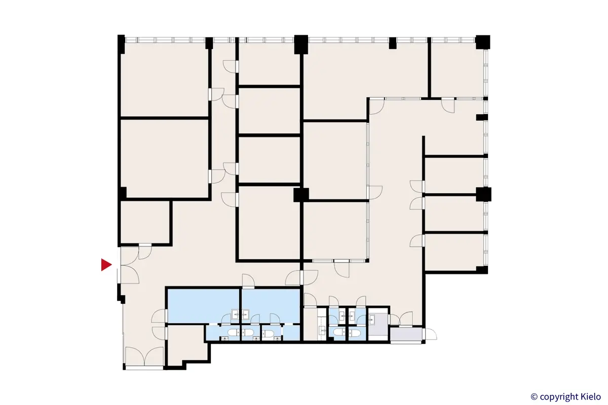 Helsingin Laippatie 1 toisen kerroksen 455 m2 toimitilan pohjakuva