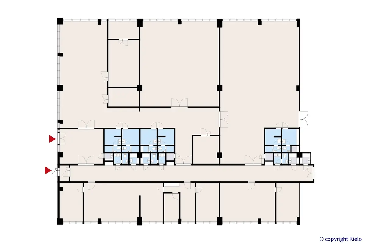 Helsingin Laippatie 1 kolmannen kerroksen 1164 m2 toimitilan pohjakuva
