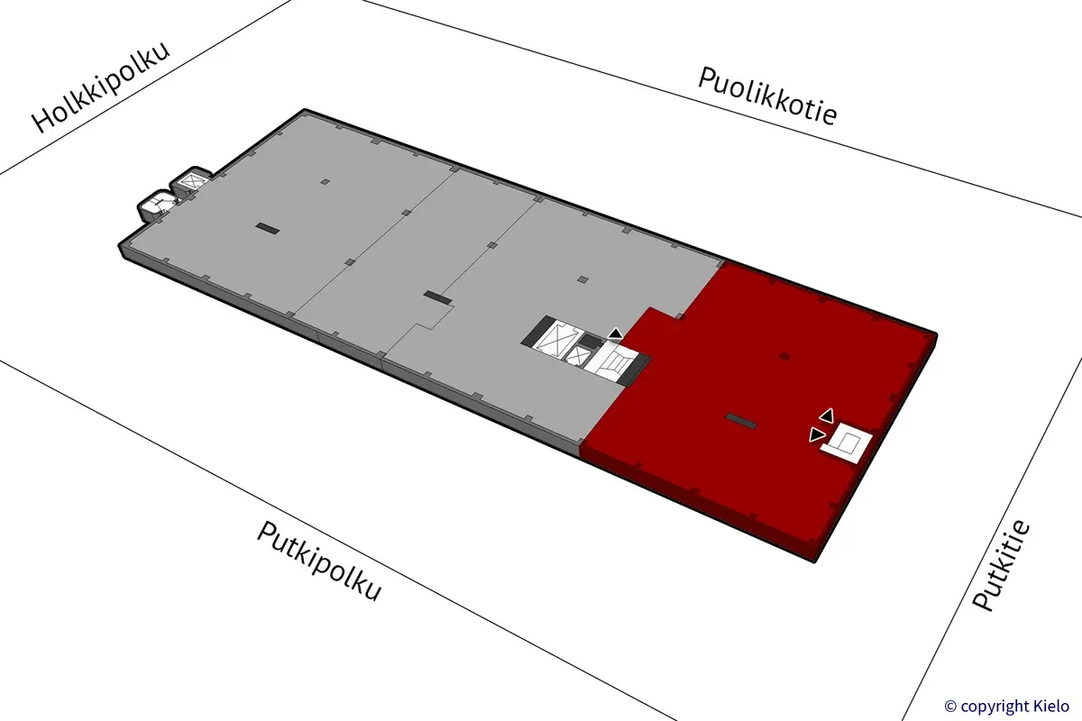 Helsingin Laippatie 1 kolmannen kerroksen 710 m2 toimitilan sijaintikuva