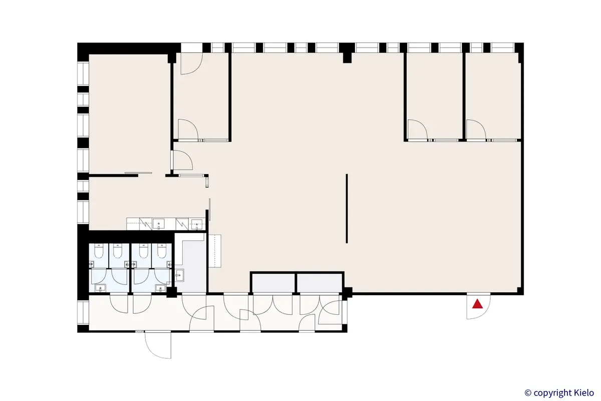 Kuopion Portti C1 toisen kerroksen 235 m2 toimitilan pohjakuva