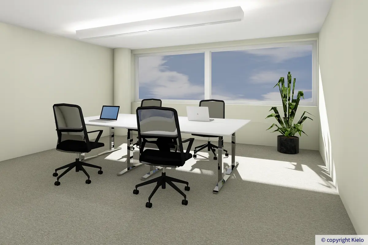 Jyväskylän Ohjelmakaari, 2. kerroksen 144 m2 toimitilan visualisointikuva