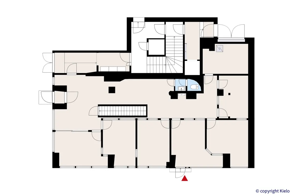 Hallituskatu 3, Mikkeli, kellarikerroksen 151 m2 liiketilan pohjakuva.