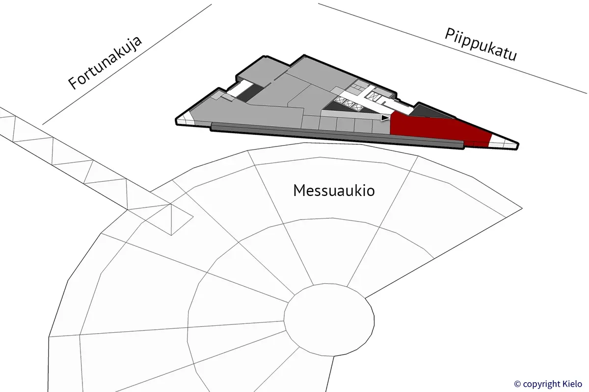Jyväskylän Piippukatu 11, 14. kerroksen 123 m2 toimitilan sijaintikuva.