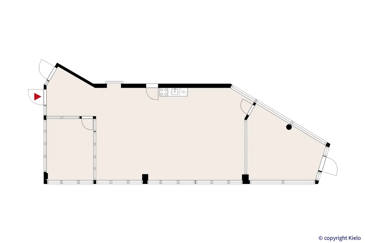 Piippukatu 11, Jyväskylä, 14. kerroksen 123 m2 toimitilan pohjakuva.