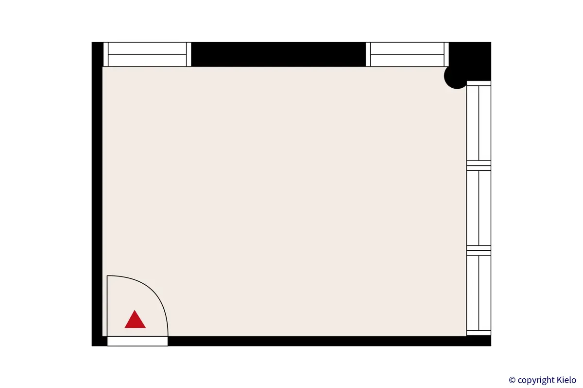 Ylistönmäentie 24, Jyväskylä, 1. kerroksen 18,5 m2 toimitilan pohjakuva.