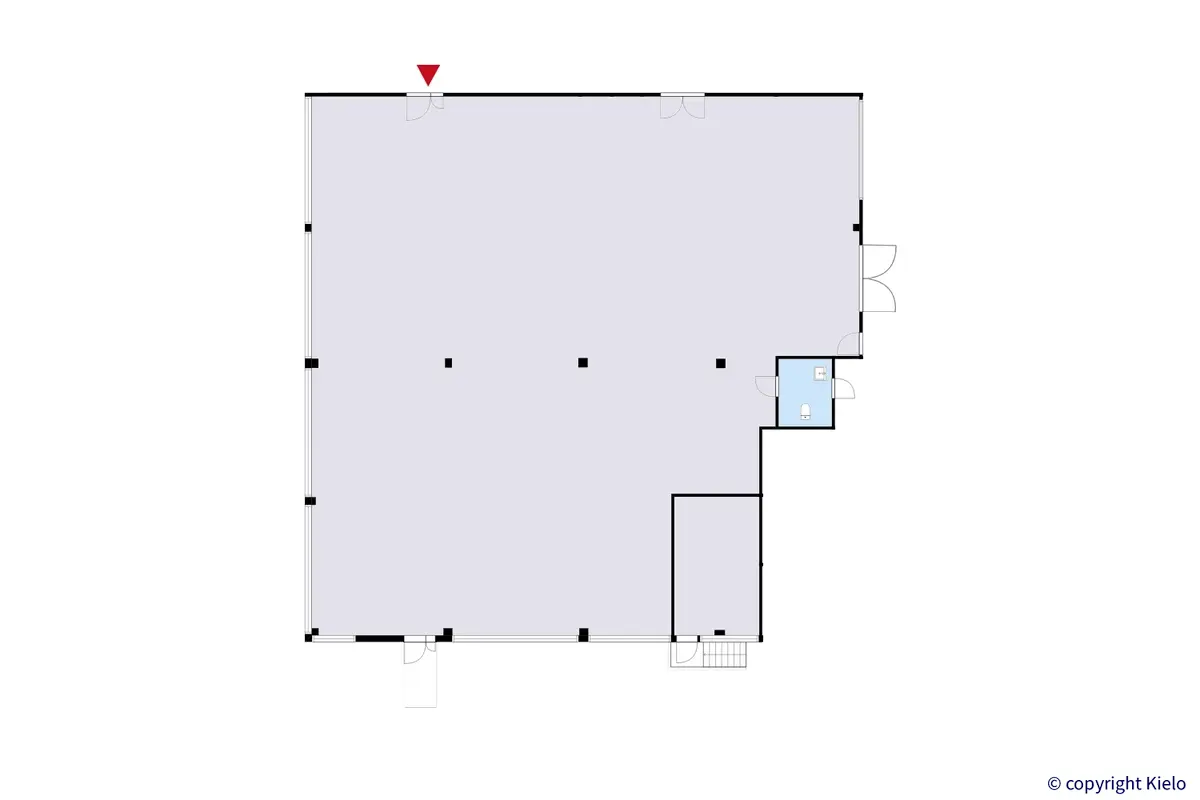 Asessorikatu 3, Kaarina, 1105 m2 1. kerroksen toimitilan pohjakuva.