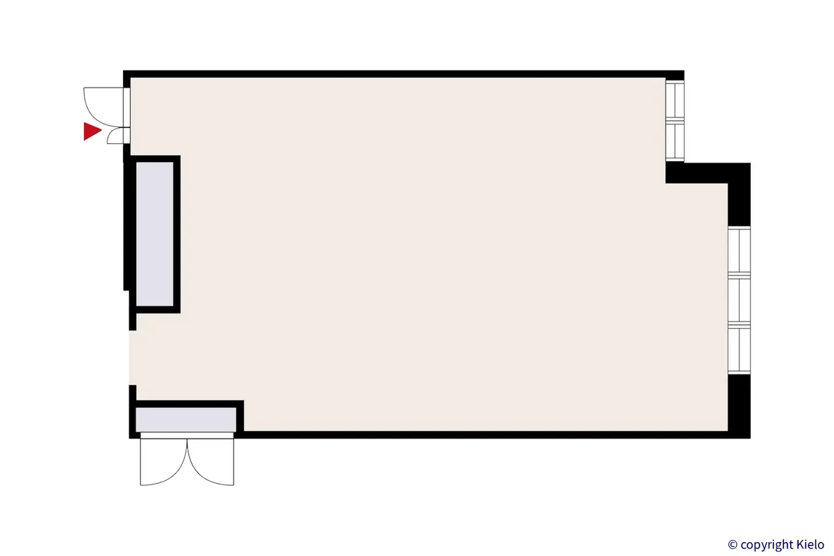 Laserkatu 6, Lappeenranta, 1. kerroksen 83 m2 toimitilan pohjakuva.