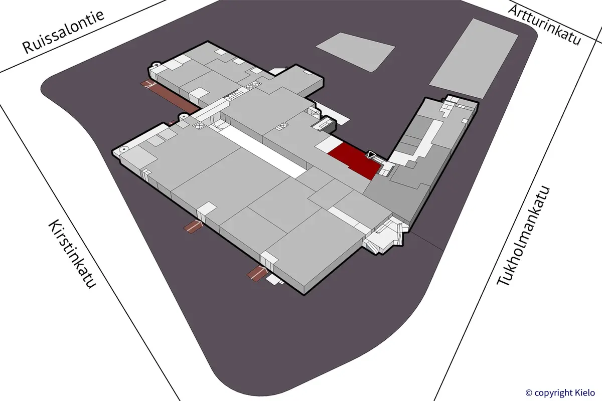 Turun Artturinkatu 2, katutason 116 m2 toimitilan sijaintikuva.