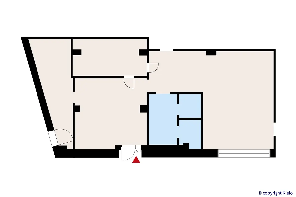 Artturinkatu 2, Turku, katutason 116 m2 toimitilan pohjakuva.