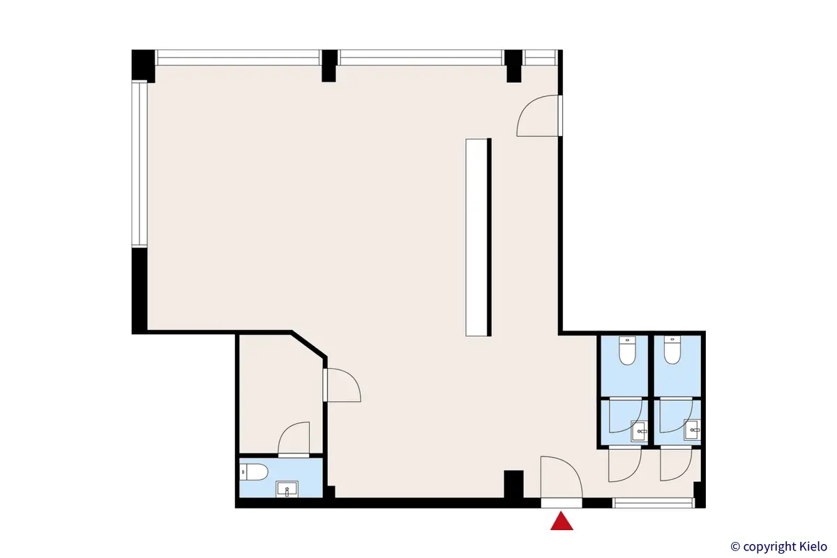 Voudintie 2, Oulu, katutason 118 m2 toimitilan pohjakuva.