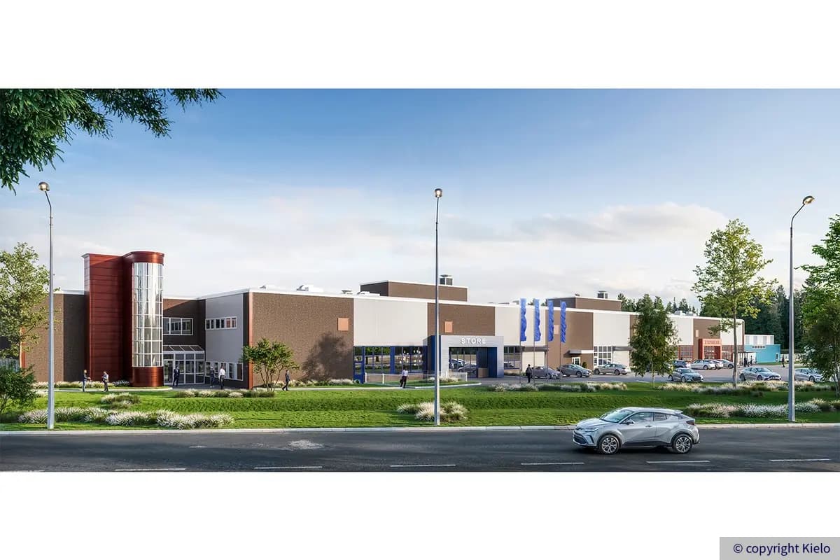 Oulun Nuottasaarentie 5 julkisivu tielle havainnekuvassa.