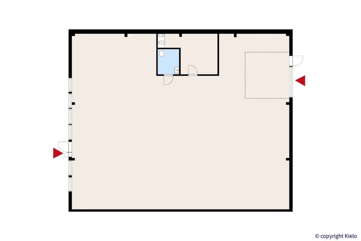 Zatelliitintie 17 A, Kempele, katutason 306 m2 toimitilan pohjakuva.