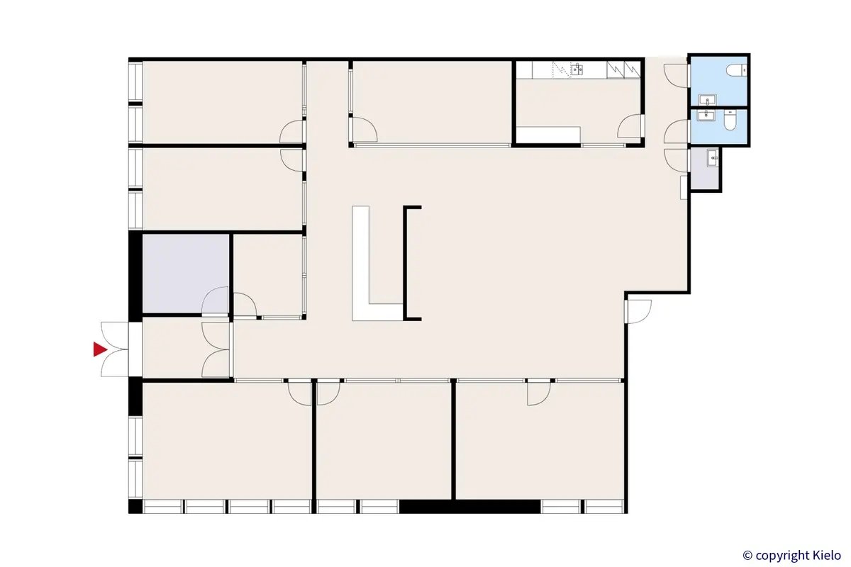 Idealinja 13, Oulu, katutason 358,5 m2 toimitilan pohjakuva.