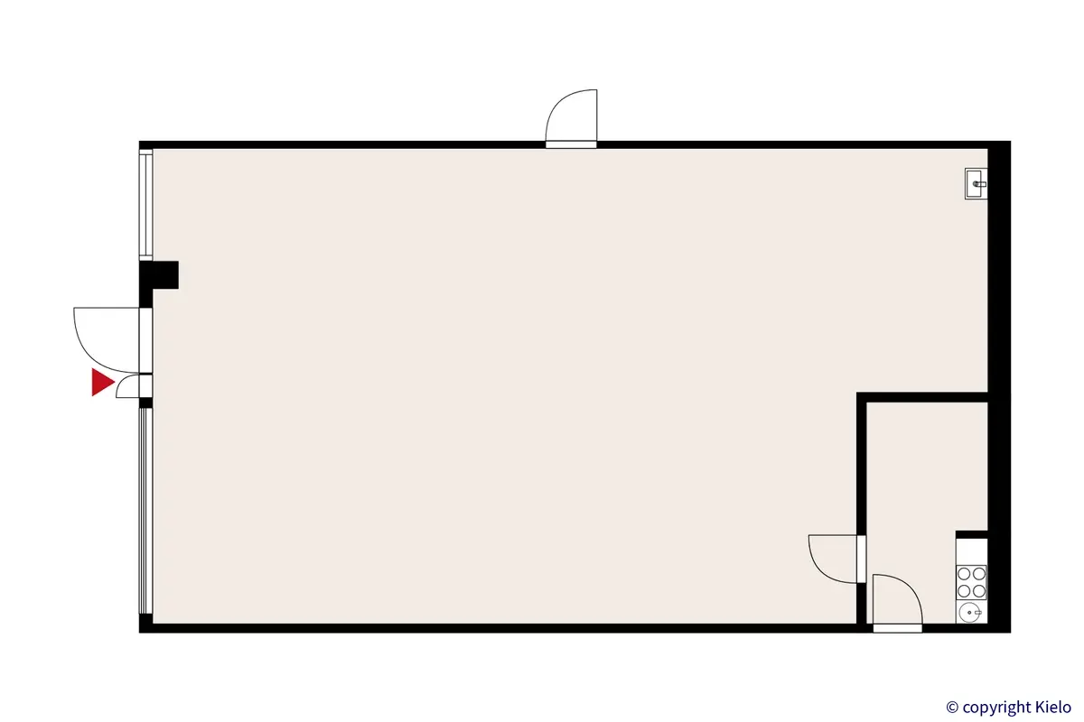 Kartanonherrantie 7, Espoo, 1. kerroksen 126 m2 toimitilan pohjakuva.