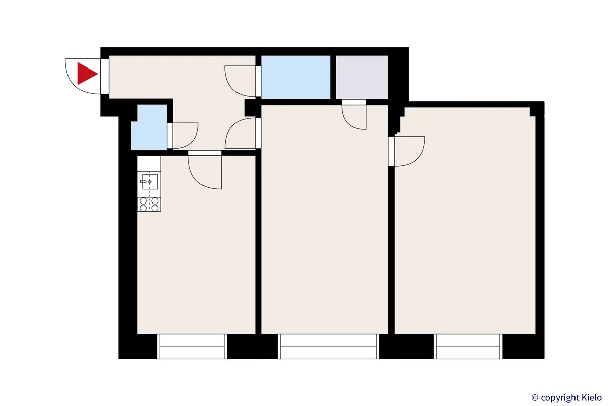 Kauppakatu 18 B, Jyväskylä, 2. kerroksen 66 m2 toimitilan pohjakuva.