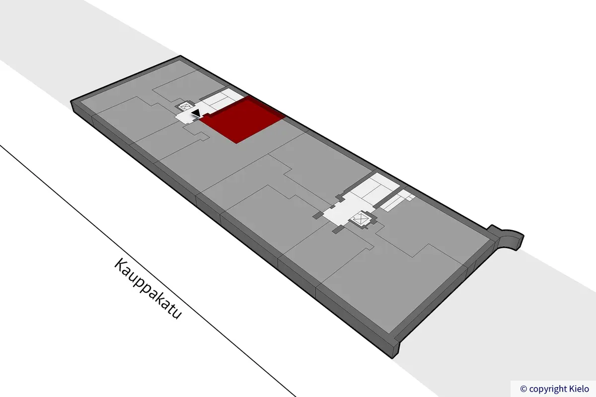 Jyväskylän Kauppakatu 18 C, 2. kerroksen 45 m2 toimitilan sijaintikuva.