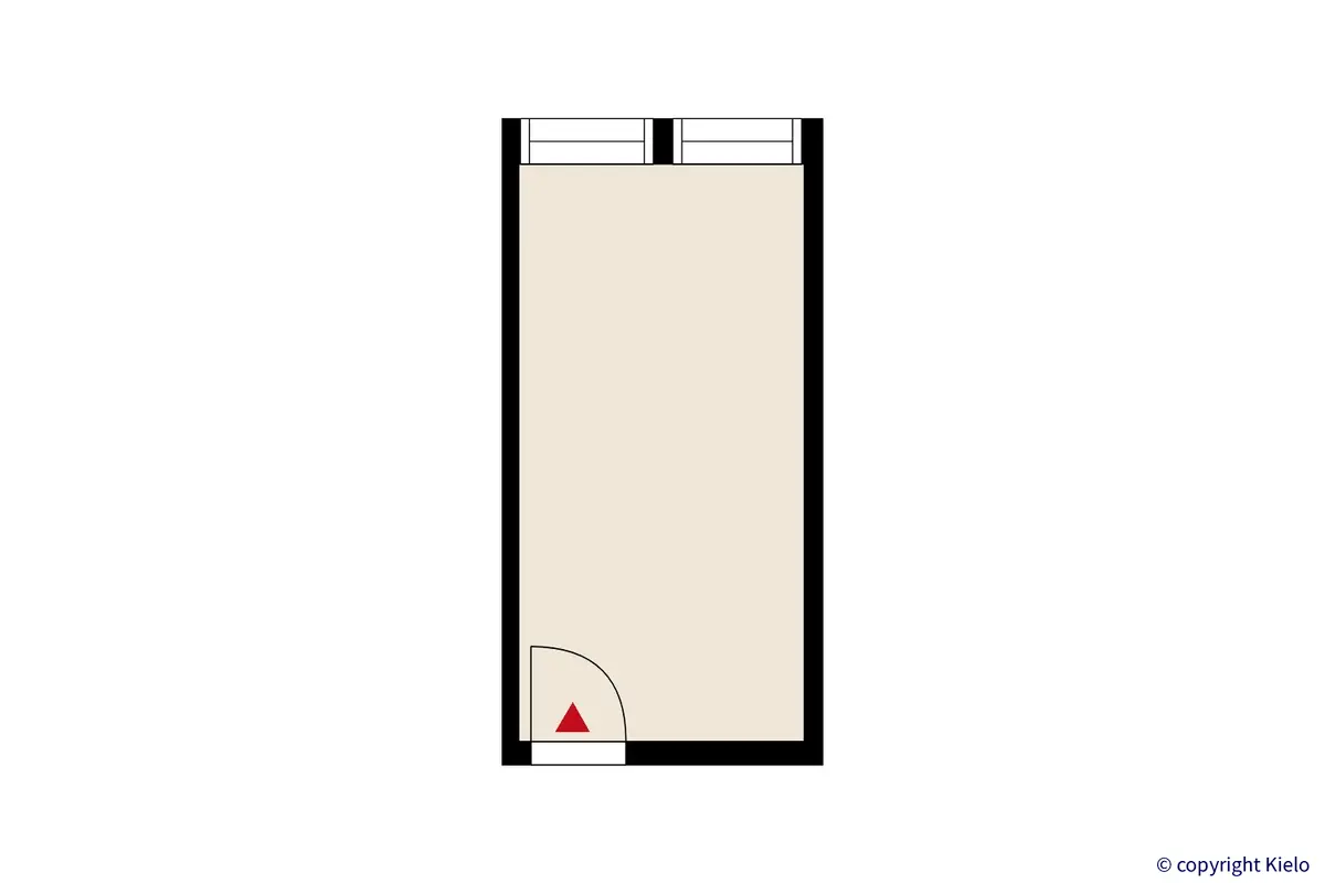 Ohjelmakaari 2 neljännen kerroksen 12 m² toimistohuoneen D443 pohjakuva