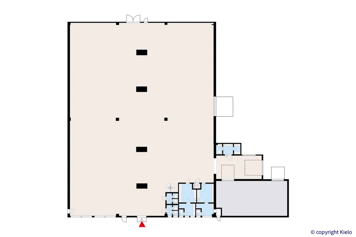 Nuottasaarentie 5, Oulu, katutason 1375 m2 toimitilan pohjakuva.