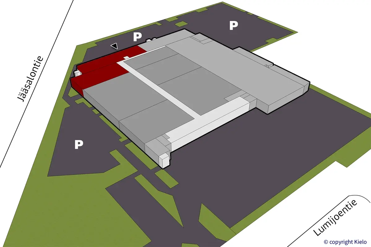Oulun Nuottasaarentie 5, katutason 1636 m2 toimitilan sijaintikuva.