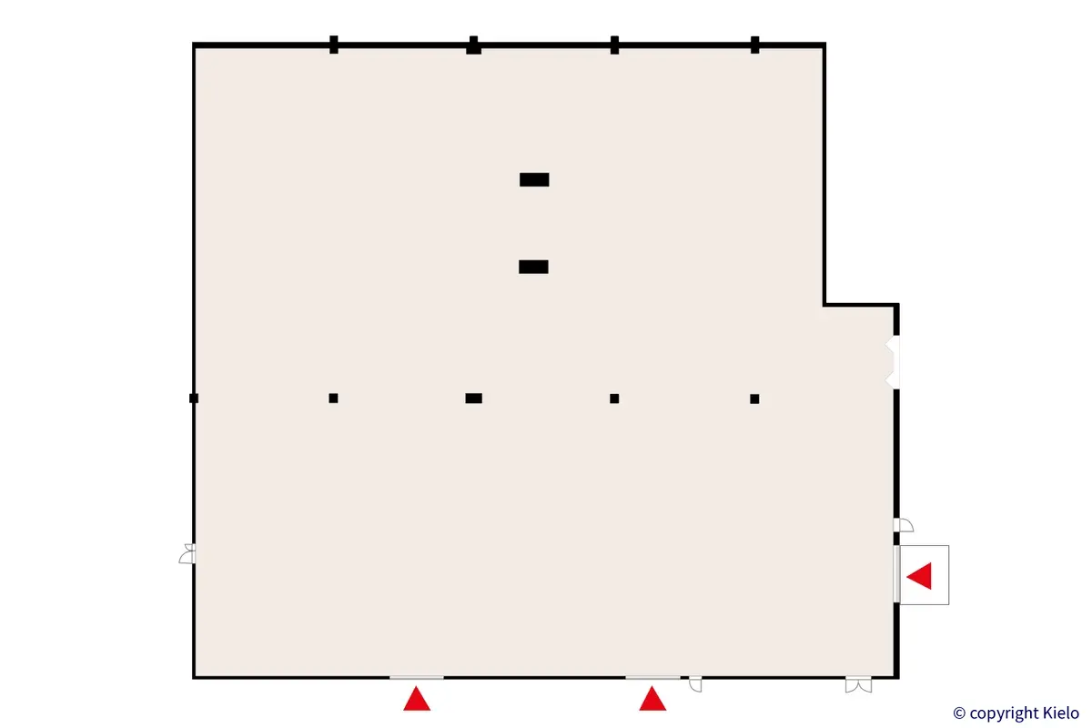 Nuottasaarentie 5, Oulu, katutason 2144 m2 toimitilan pohjakuva.