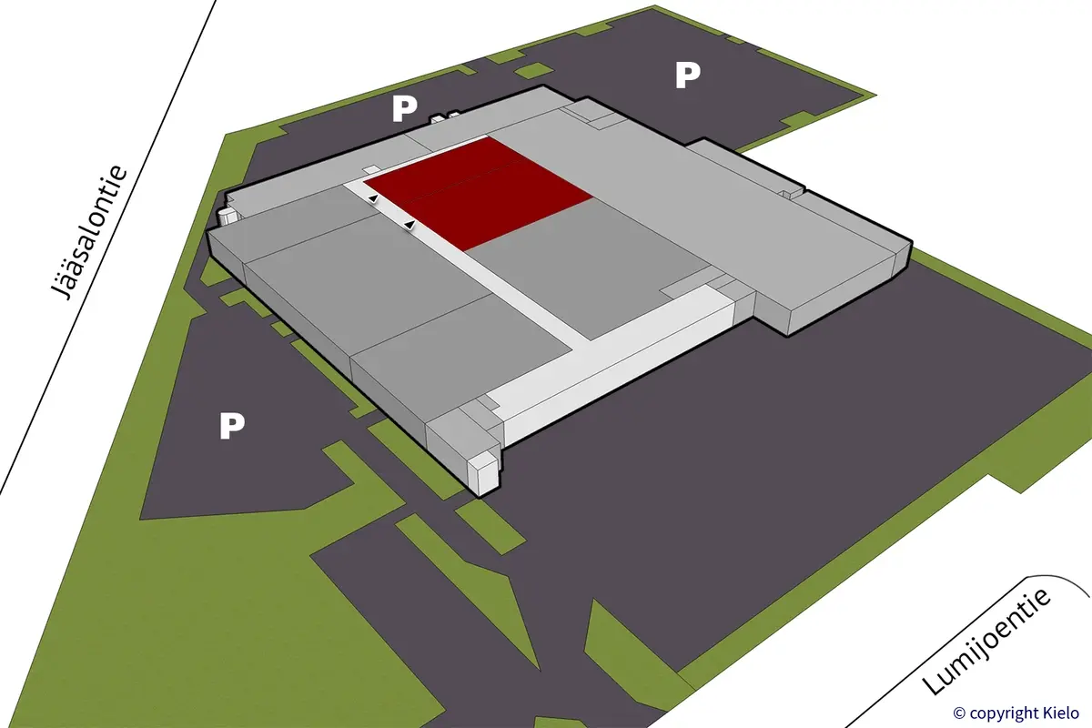 Oulun Nuottasaarentie 5, katutason 2147 m2 toimitilan sijaintikuva.