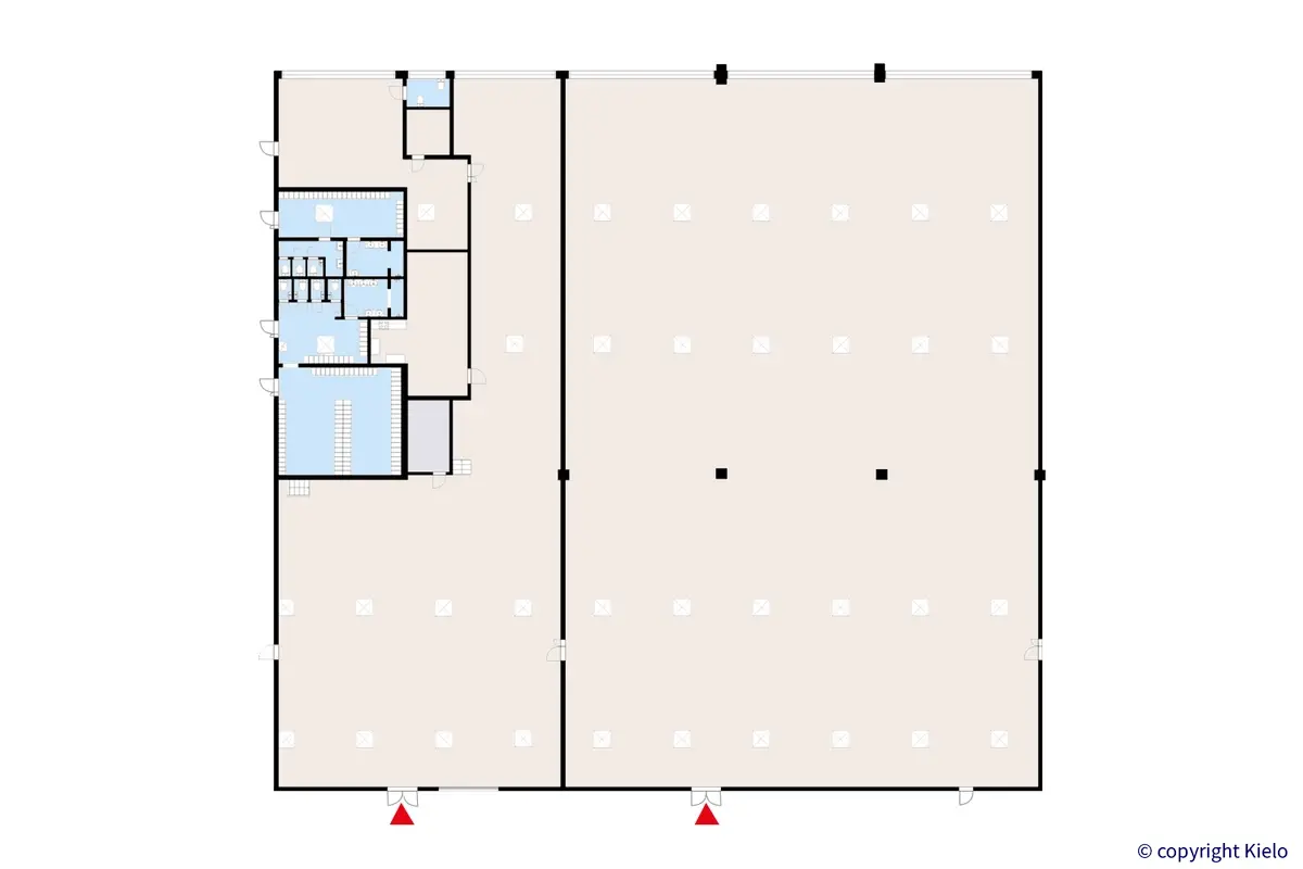 Nuottasaarentie 5, Oulu, katutason 2147 m2 toimitilan pohjakuva.