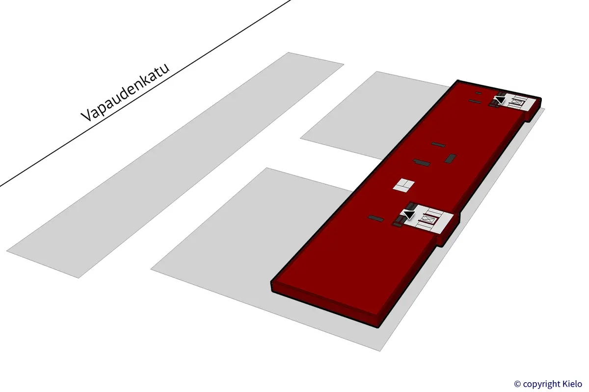 Jyväskylän Vapaudenkatu viidennen kerroksen 807,5 m² toimitilan sijaintikuva