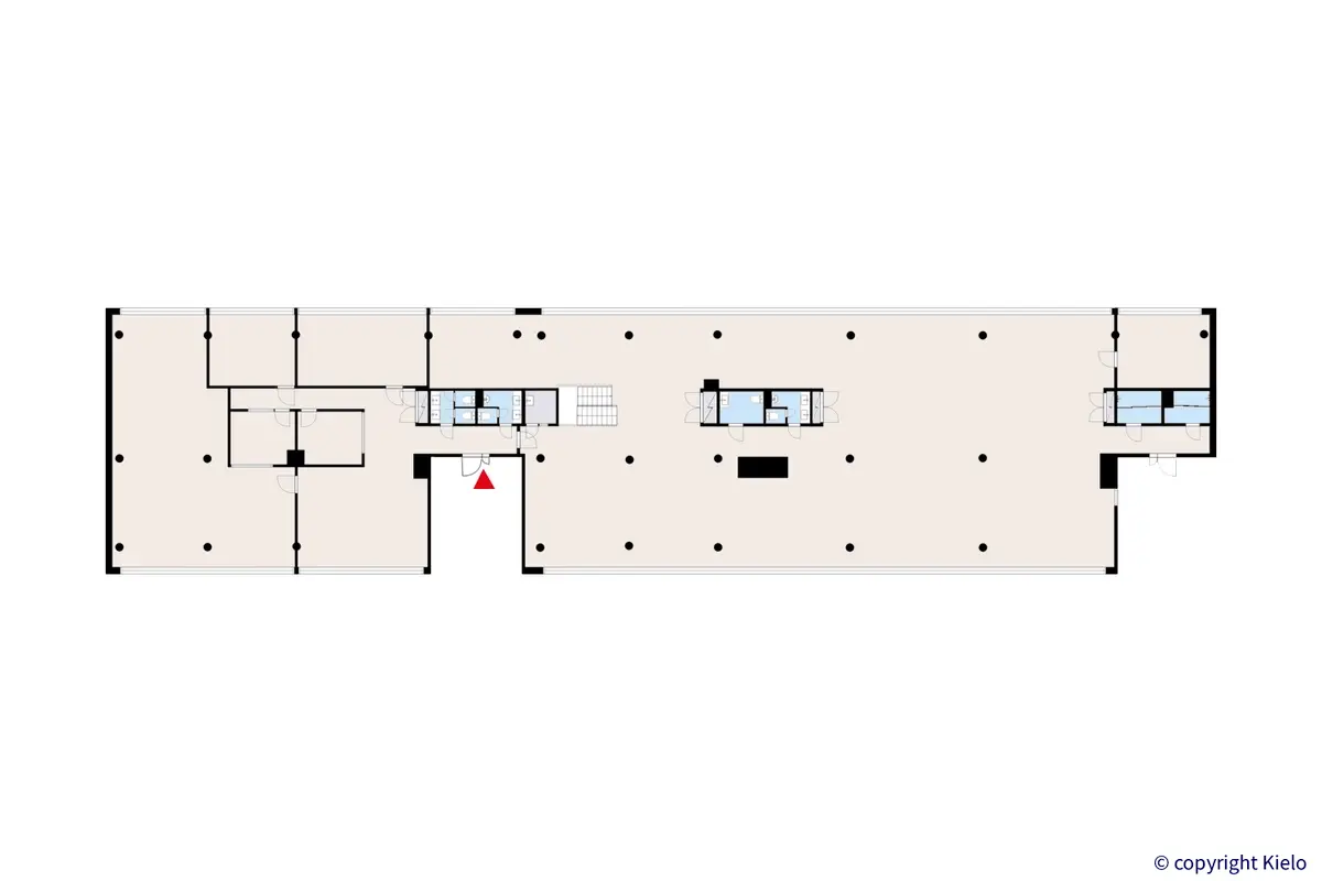 Jyväskylän Vapaudenkatu viidennen kerroksen 807,5 m² toimitilan pohjakuva