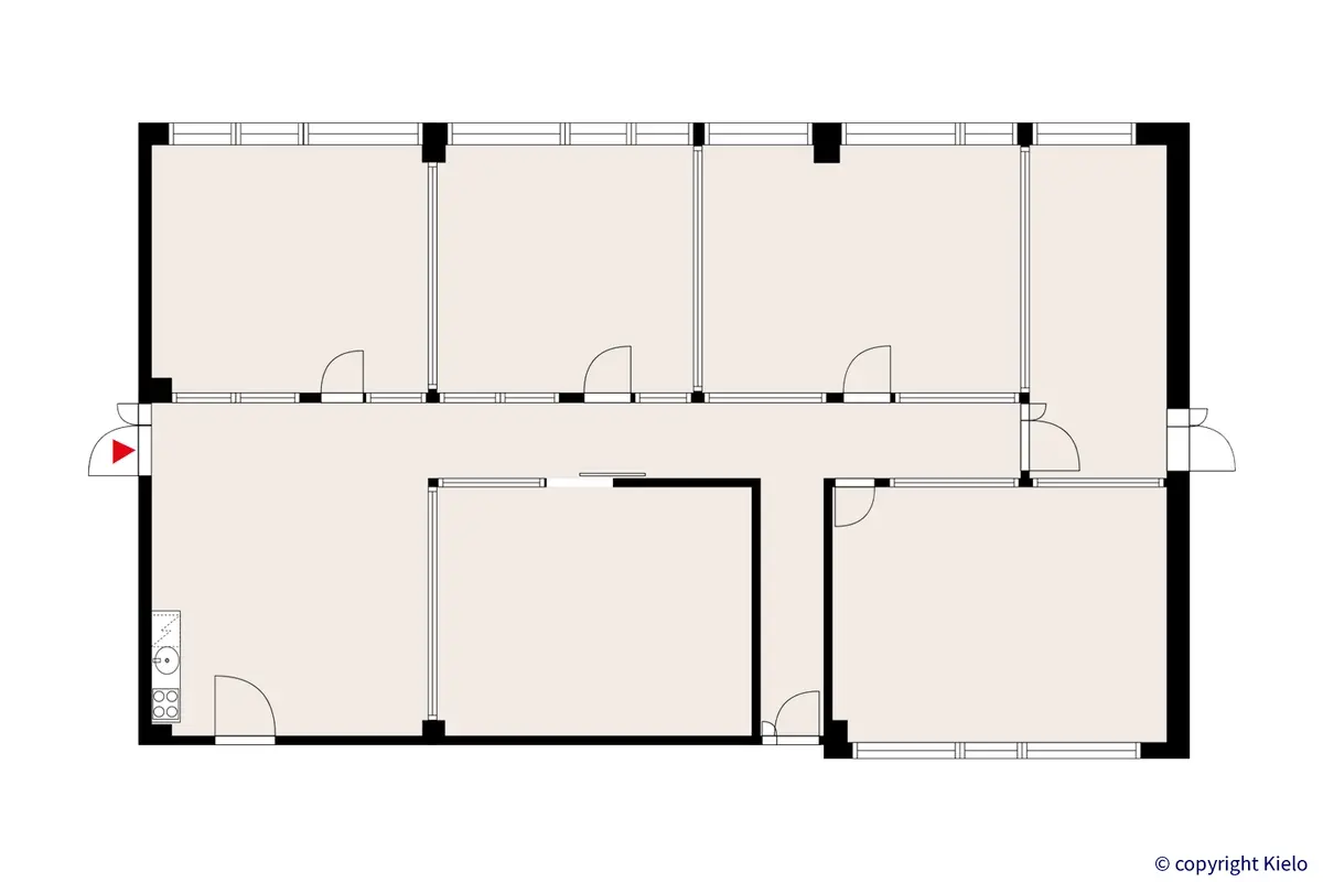 Jyväskylän Ohjelmakaari 2 toisen kerroksen 220 m² toimitilan pohjakuva