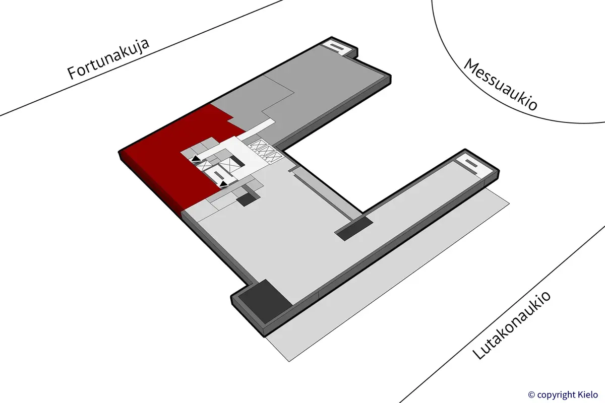 Jyväskylän Lutakonaukio 7, 6. kerroksen 210 m2 toimitilan sijaintikuva.