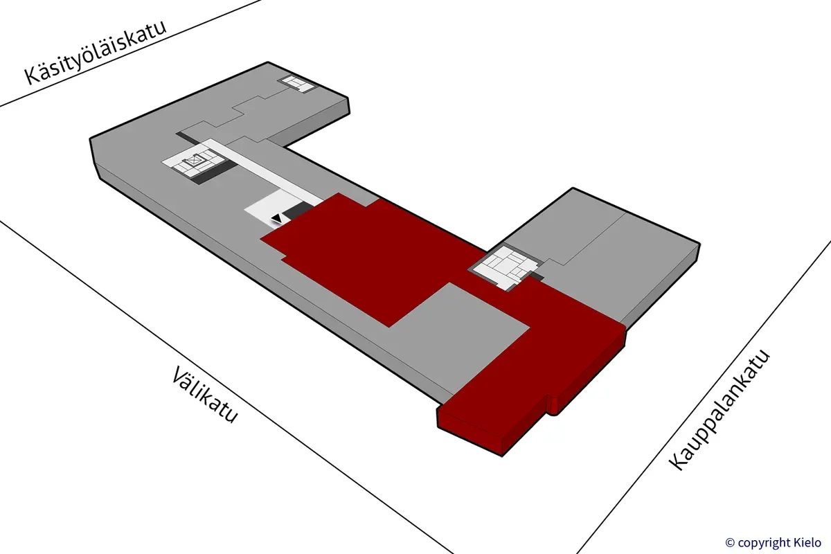 Kouvolan Kauppalankatu 9, 2. kerroksen 384 m2 toimitilan sijaintikuva.