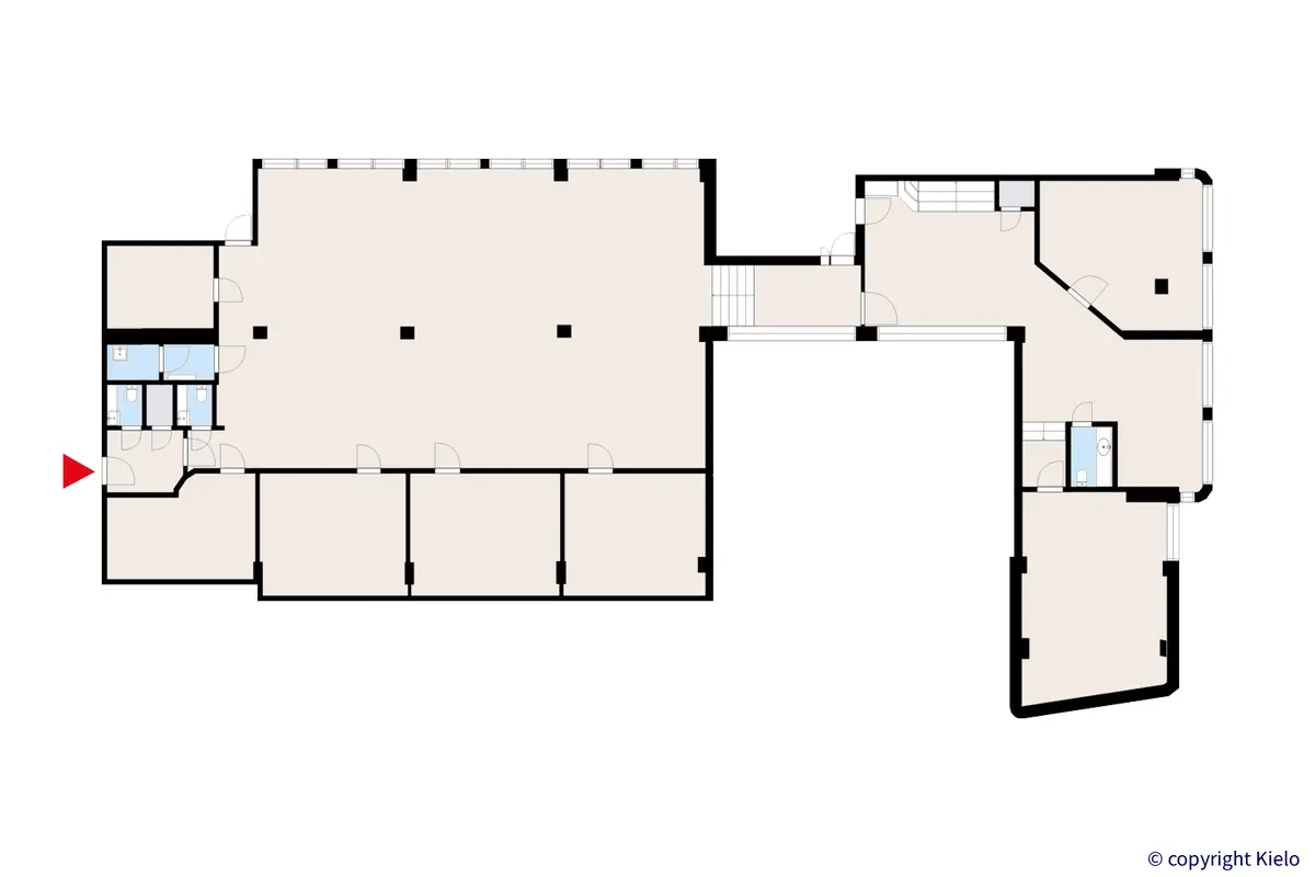 Kauppalankatu 9, Kouvola, 2. kerroksen 384 m2 toimitilan pohjakuva.