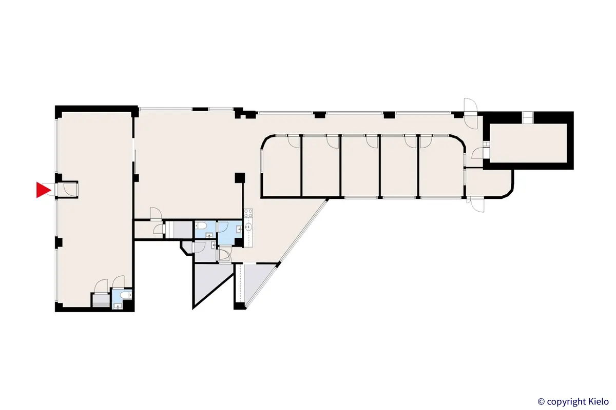 Itäpuisto 7, Pori, katutason 275 m2 toimitilan pohjakuva.