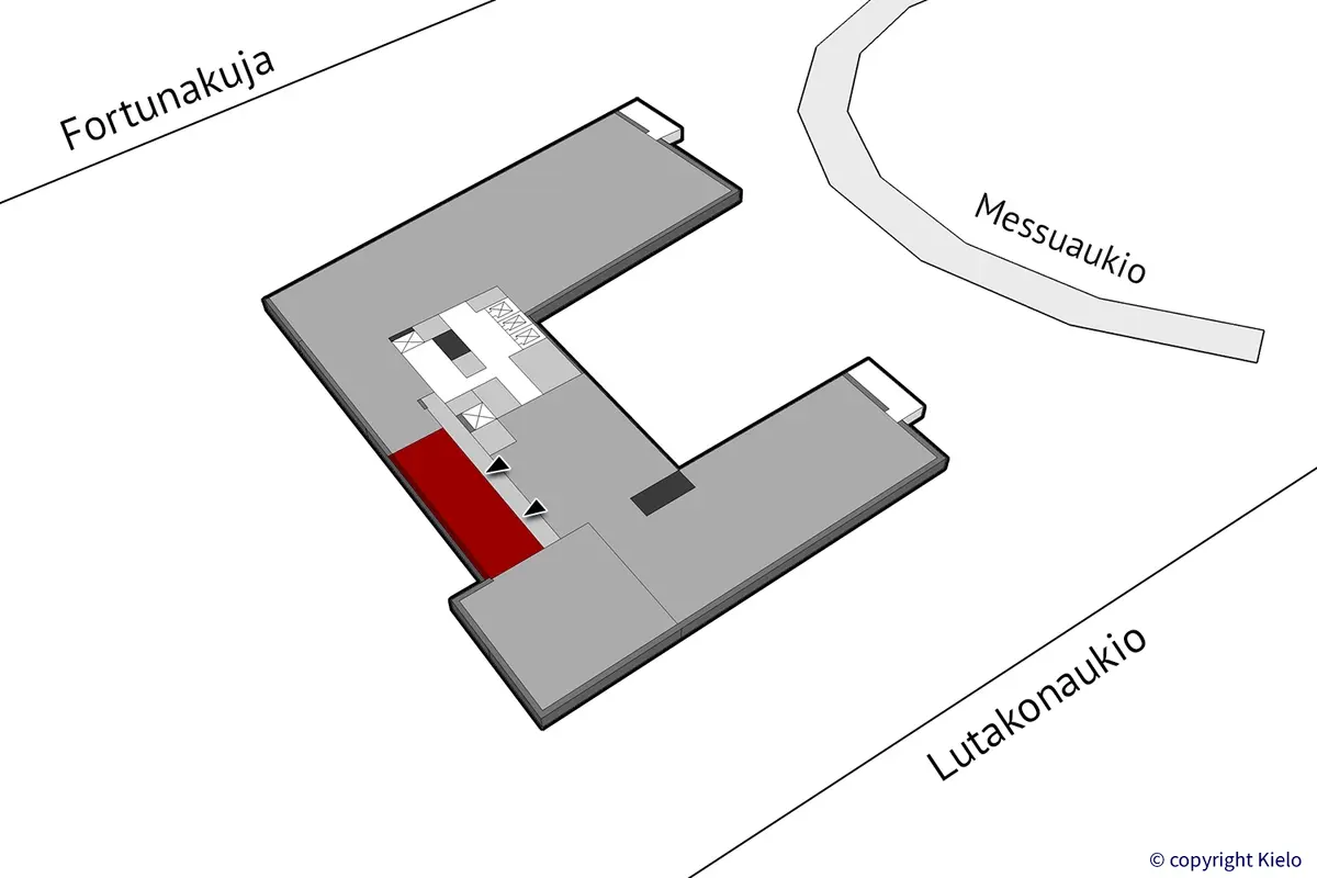 Jyväskylän Lutakonaukio 7, 3. kerroksen 58 m2 toimitilan sijaintikuva.