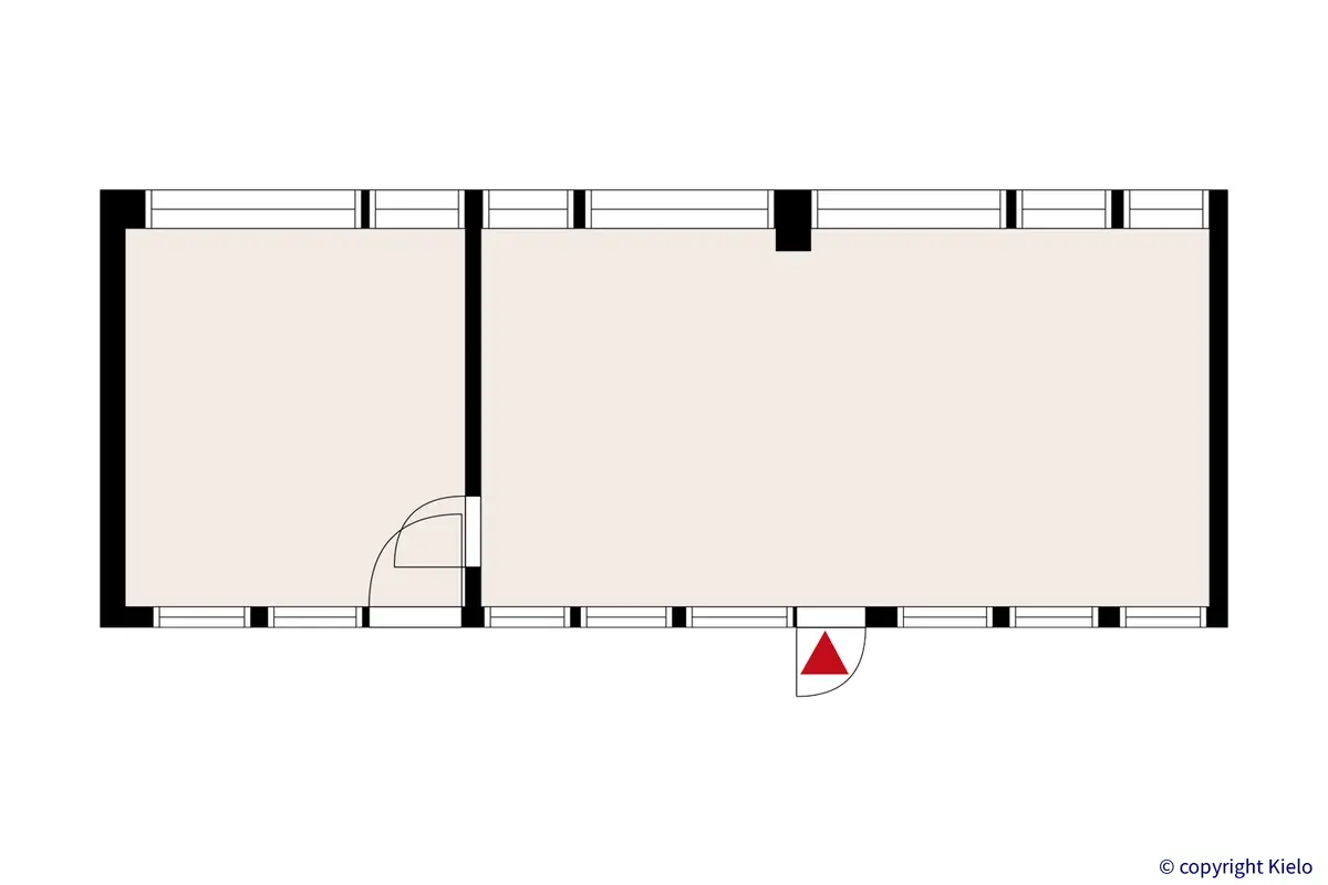 Lutakonaukio 7, Jyväskylä, 3. kerroksen 58 m2 toimitilan pohjakuva.