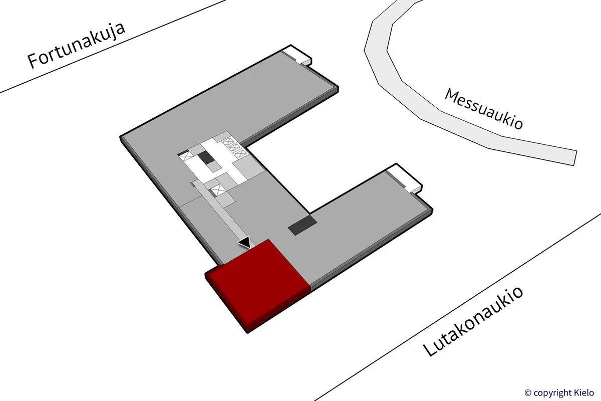 Jyväskylän Lutakonaukio 7, 3. kerroksen 131 m2 toimitilan sijaintikuva.
